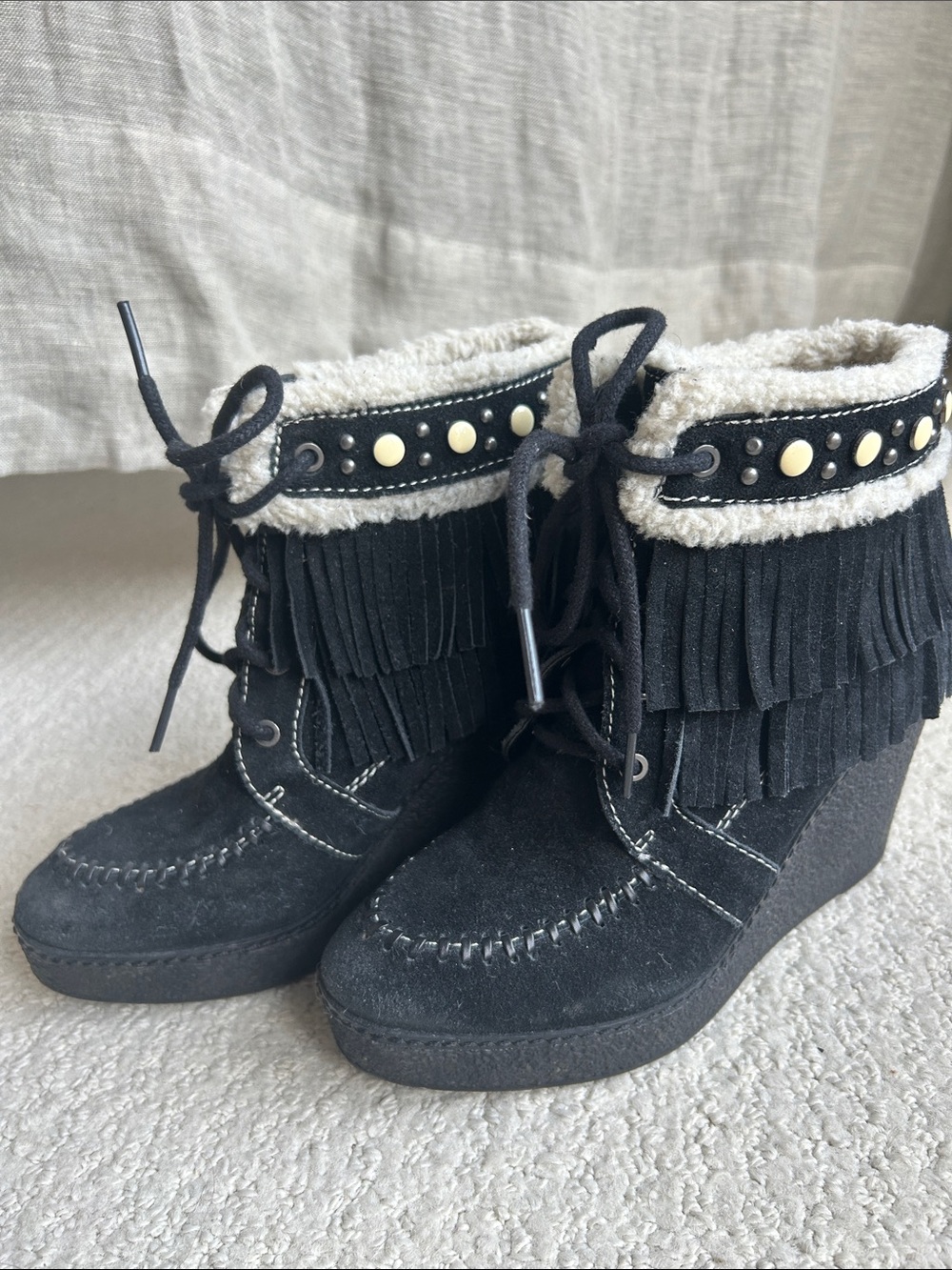 Black Suede Wedge Ankle Boots Sam Edelman